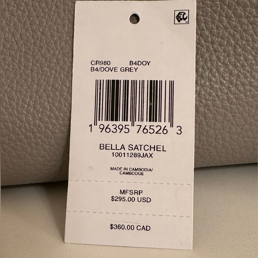 Coach Dove Grey Bella Leather Satchel - Picture 8 of 11